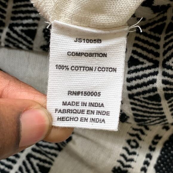 Maisie Romper Womens L Large White Black Aztec Short Sleeve Button Up Gauzy - Picture 7 of 11